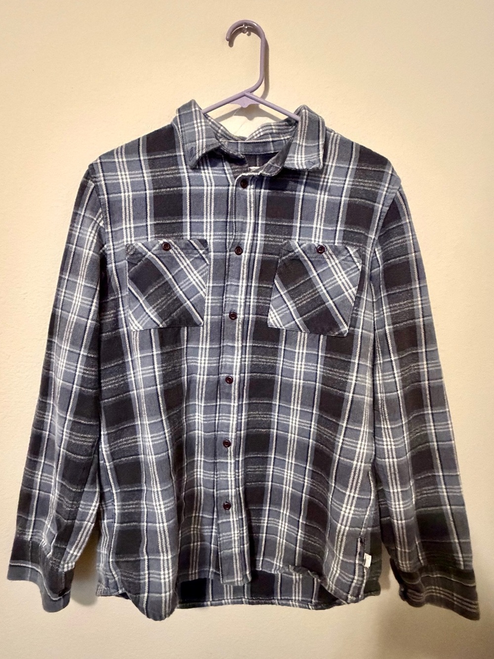 Altamont Men's Blue Plaid Flannel Button Down Long Sleeve Skater Shirt Size L